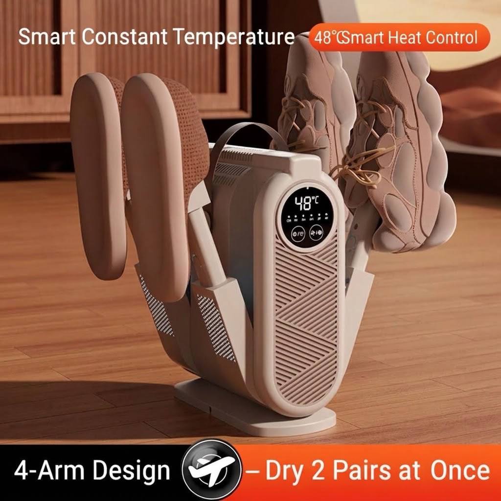 Smart Folding Shoe Dryer – Constant Heat, Timer & UV Deodorizer