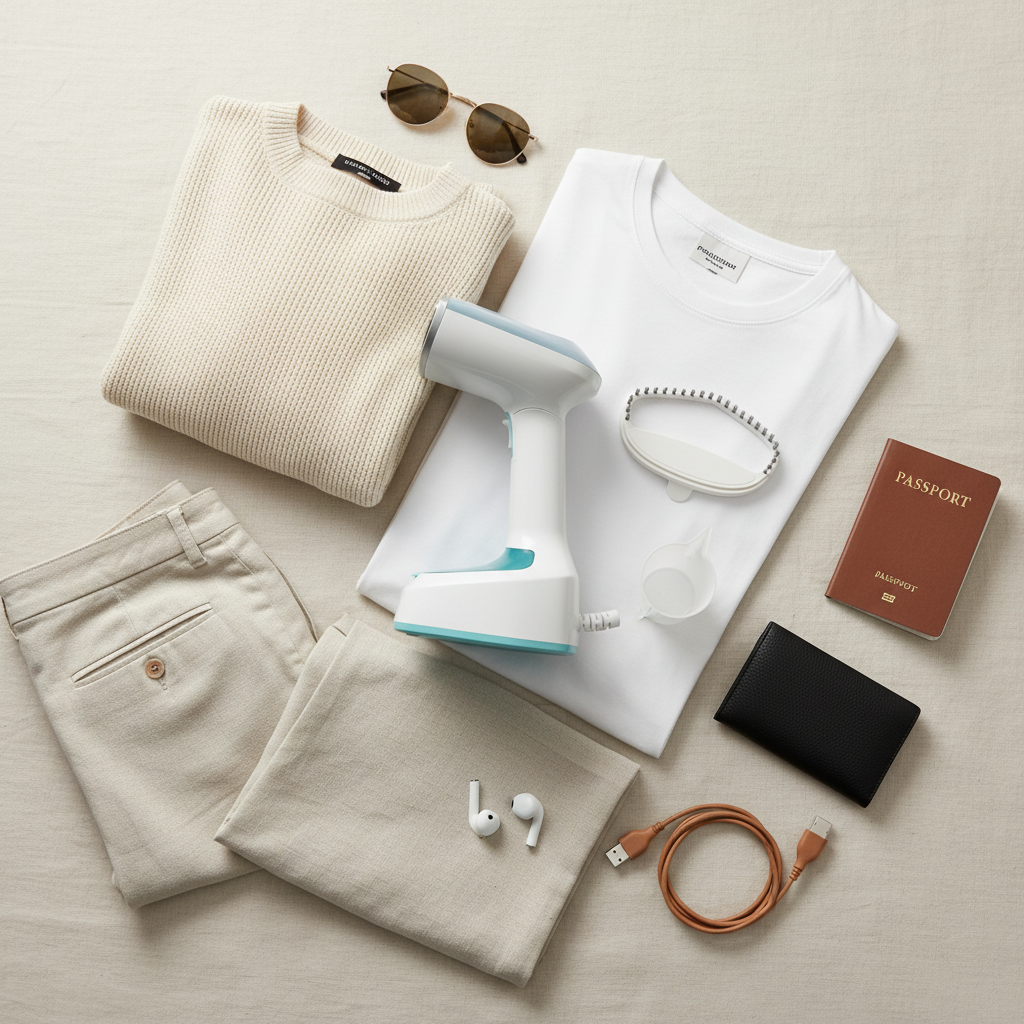 Steamer Travel Flat Lay
