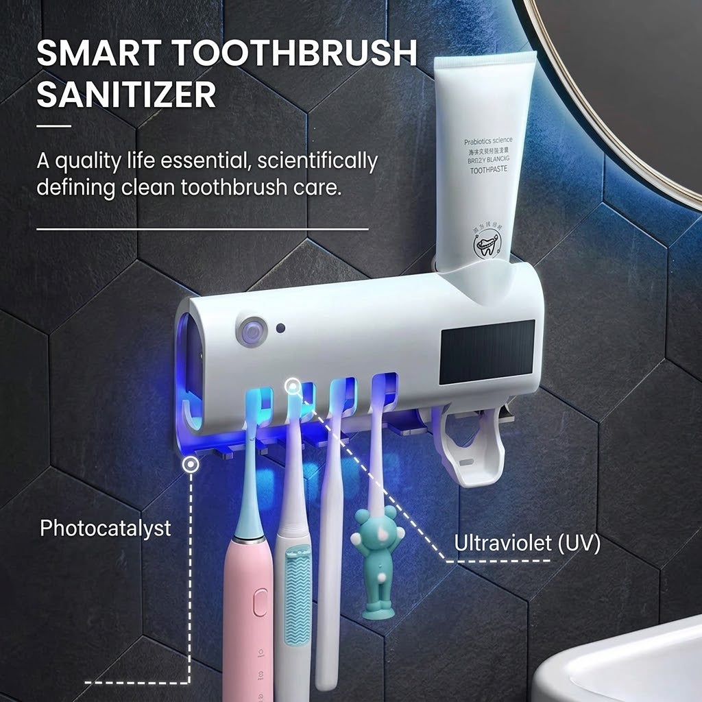 UV Toothbrush Sterilizer & Sanitizer Holder with Smart Sensor
