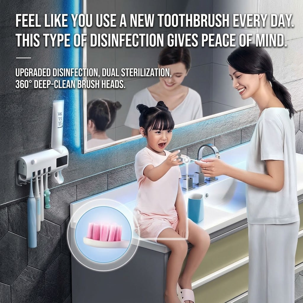 UV Toothbrush Sterilizer & Sanitizer Holder with Smart Sensor